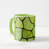 抽象芸術グリーンジオメトリックモザイク マグカップ (正面左)