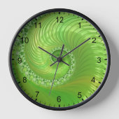 抽象芸術グリーンスパイラルフラクタル 壁時計 (正面)