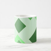 抽象芸術グリーントーン – 正方形パターンアクセントピロ コーヒーマグカップ (中央)