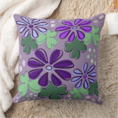 抽象芸術グリーンパープルクローバー&フラワードードル クッション (ブランケット)