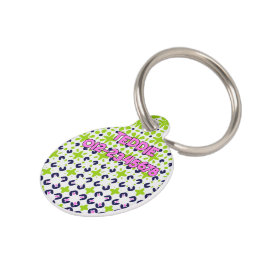 抽象芸術グリーンパープル幾何よくはしゃぐデザイン ペット ネームタグ