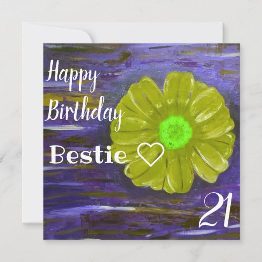 抽象芸術グリーンフラワーカスタム誕生日 カード (正面)