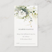 抽象芸術グリーンフローラおむつラッフルベビーシャワー エンクロージャーカード (正面)