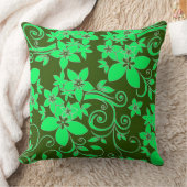 抽象芸術グリーンフローラオーナメント クッション (ブランケット)