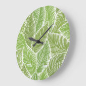 抽象芸術グリーンフローラ、シームレスな背景。 ラージ壁時計 (傾斜)