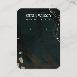 抽象芸術グリーンブラック金ゴールドイヤリングネックレスディスプレイ 名刺