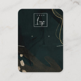 抽象芸術グリーンブラック金ゴールドイヤリングネックレスロゴ 名刺