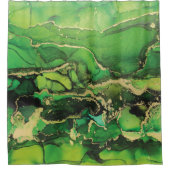 抽象芸術グリーンブラック金ゴールドシャワーカーテン シャワーカーテン (正面)