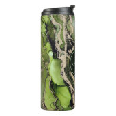 抽象芸術グリーンブラック金ゴールド迷彩DIY名 タンブラー (回転左)