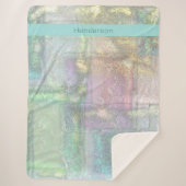 抽象芸術グリーンブルーピンクのテクスチャパターン シェルパブランケット (正面)