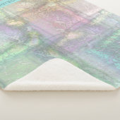 抽象芸術グリーンブルーピンクのテクスチャパターン シェルパブランケット (3/4)