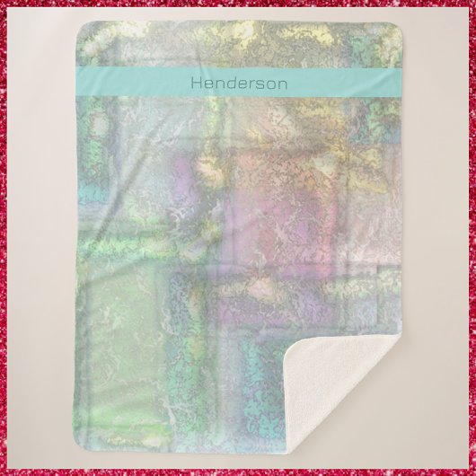 抽象芸術グリーンブルーピンクのテクスチャパターン シェルパブランケット