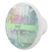 抽象芸術グリーンブルーピンクのテクスチャパターン セラミックノブ (右)