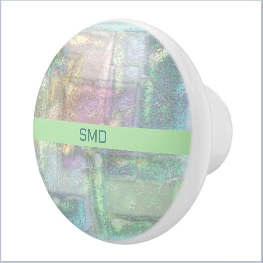 抽象芸術グリーンブルーピンクのテクスチャパターン セラミックノブ