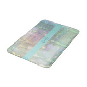 抽象芸術グリーンブルーピンクのテクスチャパターン バスマット (アングル)