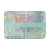 抽象芸術グリーンブルーピンクのテクスチャパターン バスマット (正面)