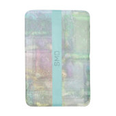 抽象芸術グリーンブルーピンクのテクスチャパターン バスマット (正面縦)