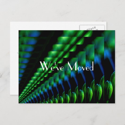 抽象芸術グリーンブルーブラックデザイン新しいアドレス 案内ポストカード (正面/裏面)