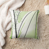 抽象芸術グリーンホワイトブラックライン クッション (ブランケット)