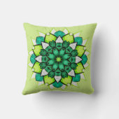 抽象芸術グリーンボホフローラ曼荼羅 クッション (裏面)