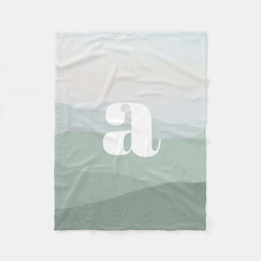 抽象芸術グリーンマウンテン水彩風景 フリースブランケット (正面)