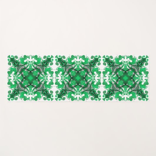 抽象芸術グリーンマンダラサイケデリックチョウの渦巻き ヨガマット (正面(横))