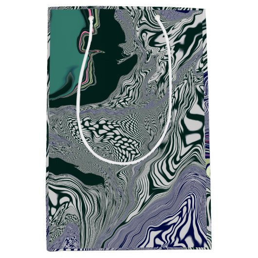 抽象芸術グリーンマーブルスワールアート抱き枕 ミディアムペーパーバッグ (正面)