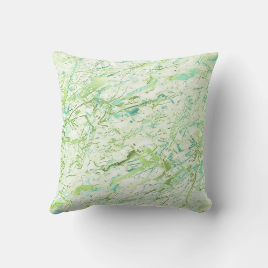 抽象芸術グリーンリーヴィヴィッドミントブルーマーブルラグジュアリー クッション (裏面)