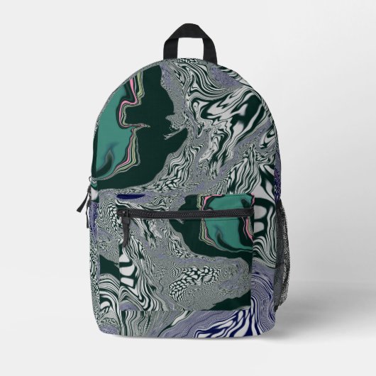 --抽象芸術グリーン大理石スワールアート プリントバックパック (正面)