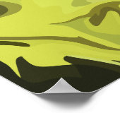 抽象芸術グリーン流体アートとダークアクセント ポスター (角)