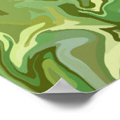 抽象芸術グリーン流体アートデザイン ポスター (角)