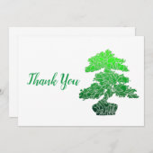 抽象芸術グリーン盆栽 サンキューカード (正面/裏面)