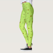 抽象芸術グリーン紙と金ゴールドの輝く星 レギンス (左)