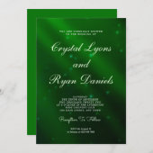 抽象芸術グリーン結婚式招待状 招待状 (正面/裏面)