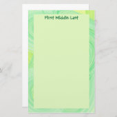 抽象芸術グリーン縁ど渦 便箋 (正面/裏面)