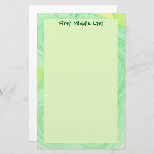 抽象芸術グリーン縁ど渦 便箋 (正面/裏面)