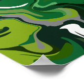 抽象芸術グリーン調和と流体パターン ポスター (角)