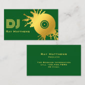 抽象芸術グリーン金ゴールドミュージックディスクDJ 名刺 (正面/裏面)