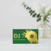 抽象芸術グリーン金ゴールドミュージックディスクDJ 名刺 (スタンド正面)