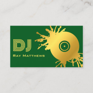 抽象芸術グリーン金ゴールドミュージックディスクDJ 名刺