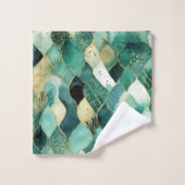 抽象芸術グリーン金ゴールド バスタオルセット (ウォッシュタオル)