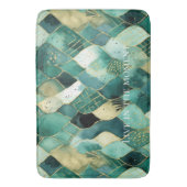 抽象芸術グリーン金ゴールド バスマット (正面縦)