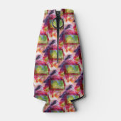 抽象芸術グリーン、赤い壁紙 ボトルクーラー (裏面)