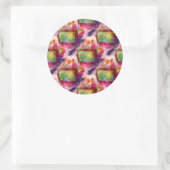 抽象芸術グリーン、赤い壁紙 ラウンドシール (バッグ)