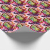 抽象芸術グリーン、赤い壁紙 ラッピングペーパー (角)