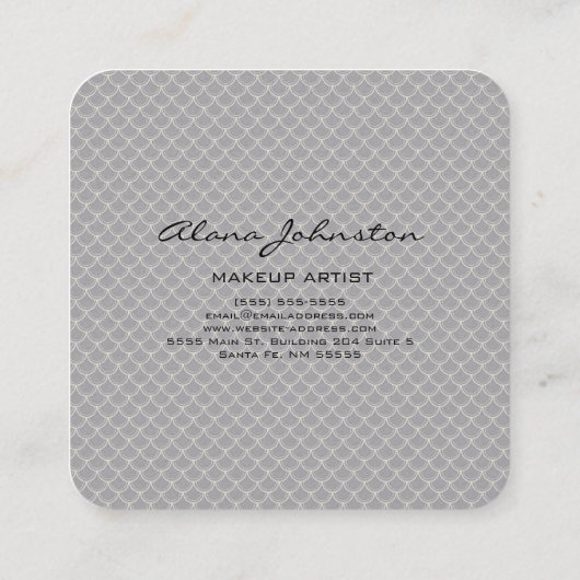 抽象芸術グレイなヘビのメイクアップアーティスト  スクエア名刺 (裏面)