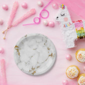 抽象芸術グレイ金ゴールドカララマーブルグラムゴールデンビップ ペーパープレート (パーティー)