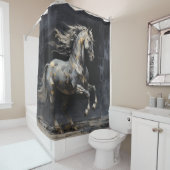 抽象芸術グレエレガントーと金ゴールドバロック馬 シャワーカーテン (インサイチュ)