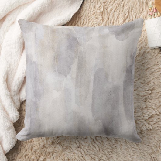 抽象芸術グレーとタンウォータカラー クッション (ブランケット)