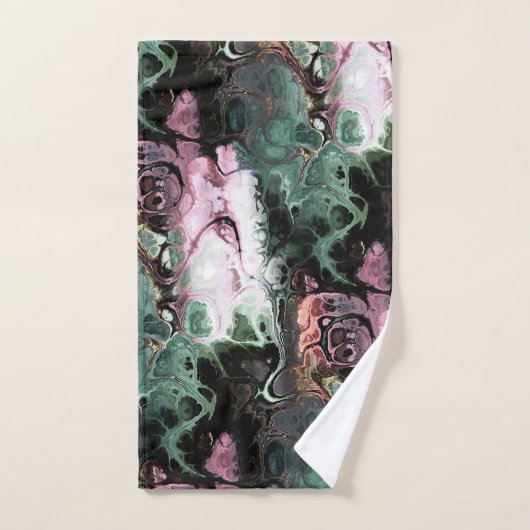 抽象芸術グレーとピンクの大理石の絞り染めパターン バスタオルセット (ハンドタオル)